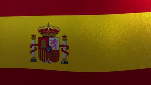 Waving Flag of Spain with Coat of Arms