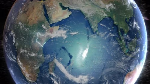 Realistic Earth Orbit and Zoom Glowing Borders Kenya