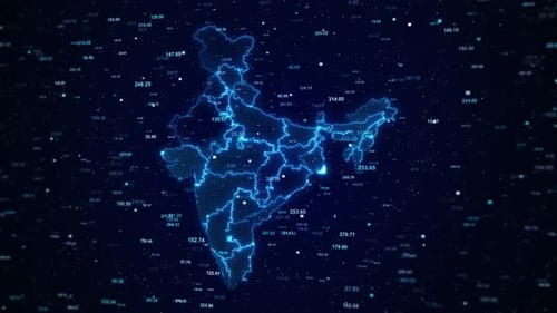 Cyber Digital India Country Global Tech and Innovation Concept Stock Market Economy Satellites