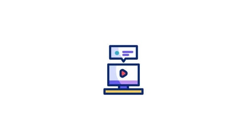 Flat Design Computer Monitor Icon Animation