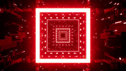 Glow Light Red Square Tunnel Loop