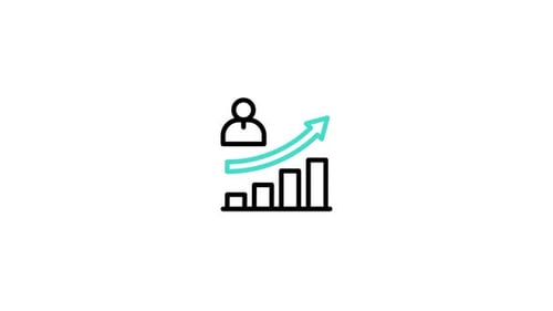 Animated Business Progress Icon with Bar Chart and Arrow