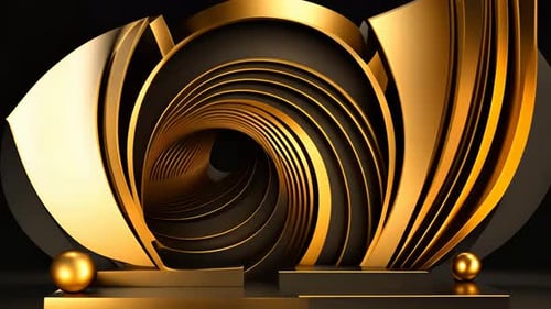 Abstract Golden Swirl Tunnel 3D Corporate Background