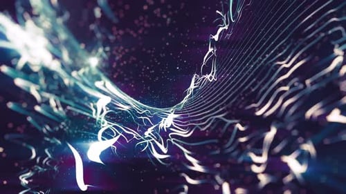 Futuristic Abstract Tunnel with Glowing Energy Lines and Particles