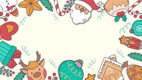 Animated Christmas Character Decorations Frame Border