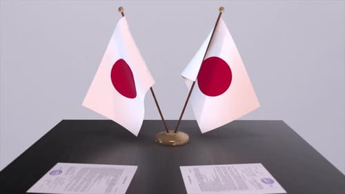 Drapeaux nationaux japonais Accord politique Réunion diplomatique Politique et animation commerciale