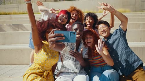 Multiethnic group of friends outdoor.