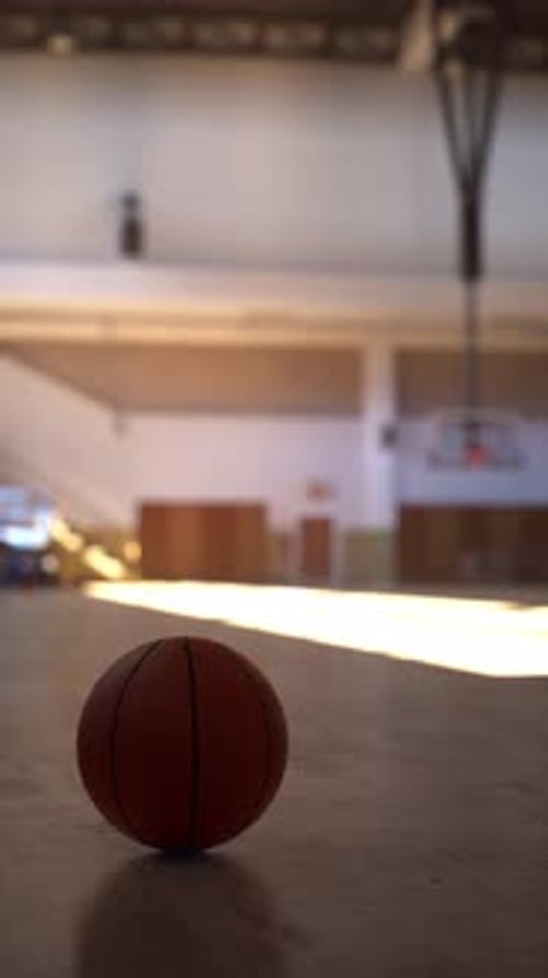 Basketball on Gym Floor