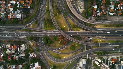 Highway from above Daylight Drone view Ascending