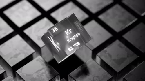 Krypton Element 3D Block Reveal Modern Science Animation