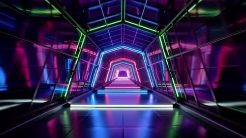 Futuristic Glowing Neon Light Tunnel Background