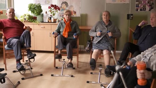 Senior People Doing Exercises at Rehabilitation Center