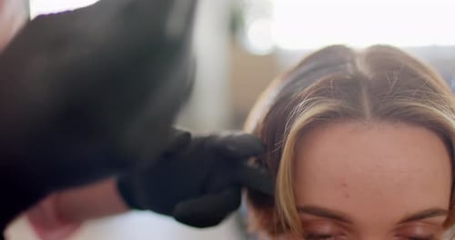Close Up of Hair Dye Application in Salon