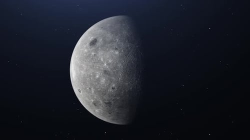 Cinematic full Moon eclipse in Space on stars background.