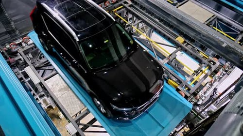 Aerial view of automated parking system operating