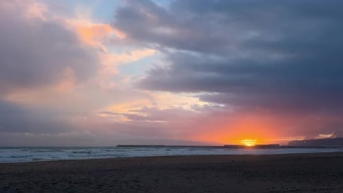 Golden Sunset over a Quiet Beach