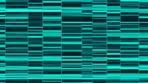 A blue and green striped background with glitchy noise