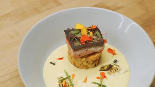 Gourmet Plate of Salmon Food and Beverage Art