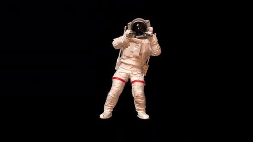 Dancing Astronaut in Space Suit with Alpha Channel