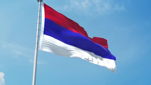 Realistic Waving Flag Animation Against a Blue Sky