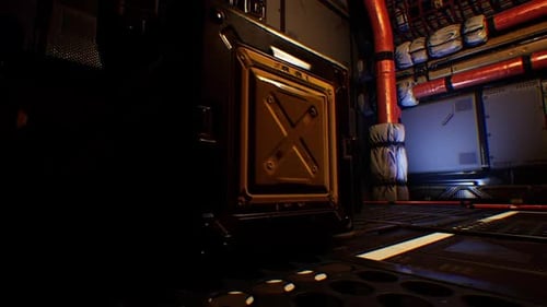 Sci-fi Spaceship Interior Storage Room View