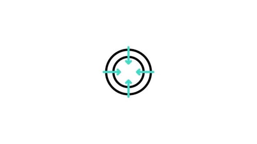 Flat Design Target Focus Icon Animation with Moving Arrows