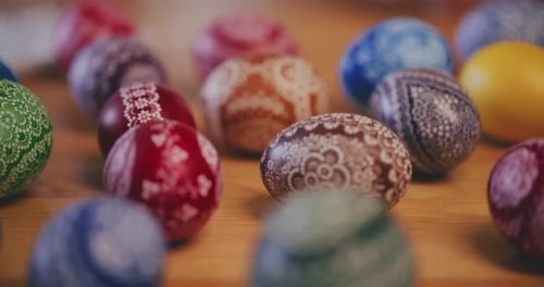 Woman Decorating Traditional Easter Eggs Using Old Traditional Technique