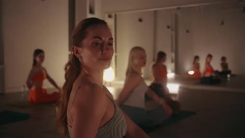 Reflective Yoga Session in Soft Light Serene Studio