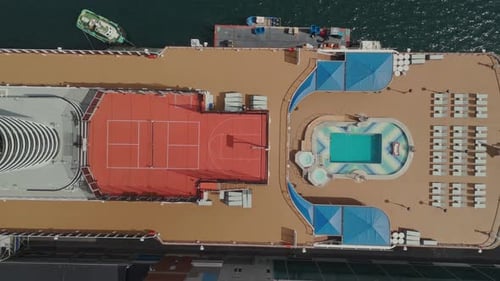 Top View Cruise Ship Docked At Halifax Port Aerial View Of Canada Harbor City