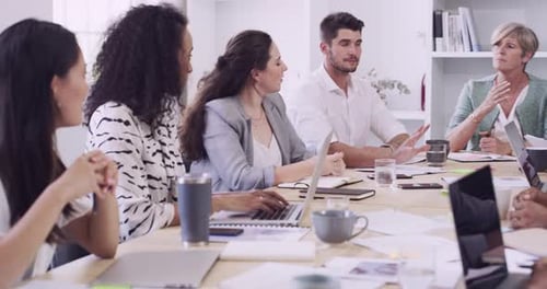 4k video footage of a group of businesspeople having a meeting in a modern office