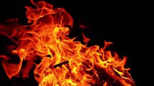 Intense Flames Dancing on Black Background