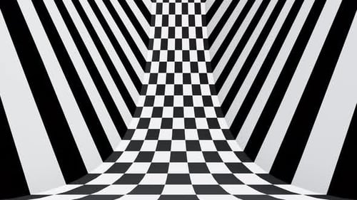 Black and White Checker Road Optical Illusion Loop Animation