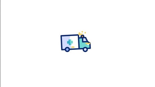 Animated Flat Design Medical Ambulance Icon Driving