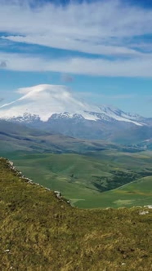 Mount Elbrus and clouds Caucasus mountains