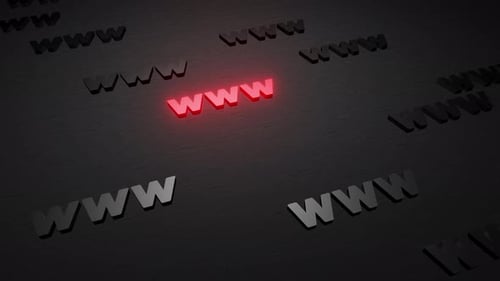 WWW symbols sign on black background 3d render. Hypertext transfer protocol secure web 3