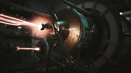 Futuristic Sci-Fi Energy Core Generating Power Beams