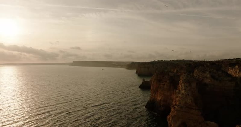 Algarve Portugal sunset reflecting on coastal Atlantic ocean, Nature ...