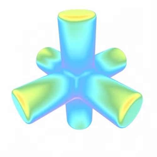 3D-Form mit gekreuzten irisierenden Zylindern