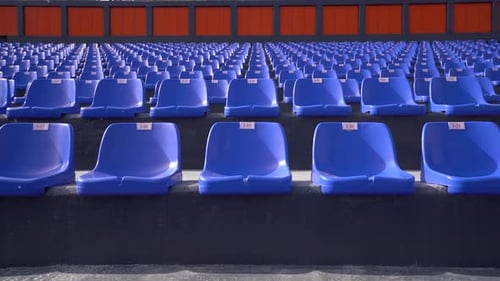 Empty blue seats in the stadium 4K