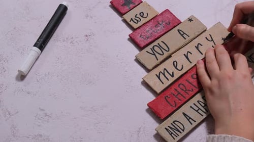 Child Handcrafting Christmas Greeting