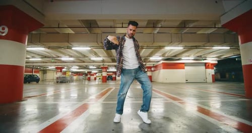 Slow motion of group of young urban dancers of different ethnicities are having fun to training in