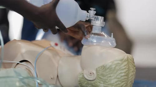 Resuscitation Training Demonstration on a Medical Mannequin