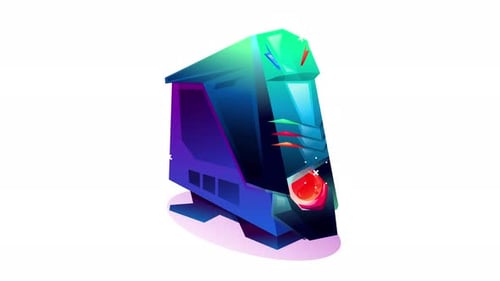 Animated Modern Gaming PC Desktop Computer Case Illustration
