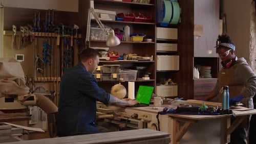 Diverse Team of Woodworkers in Workshop