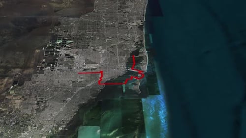 Miami City Geographic Map Outline Reveal Animation