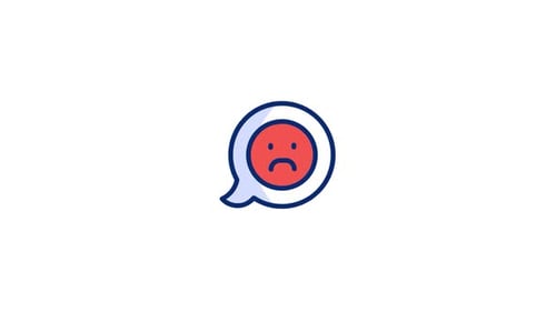Animated Flat Design Sad Face Speech Bubble Icon