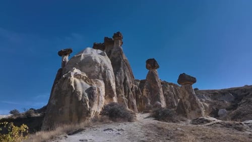 Unusual Stones With Caps In The Valley Of Cappadocia