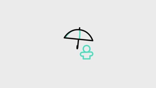 Minimalist Line Icon Animation: Umbrella Protecting Person