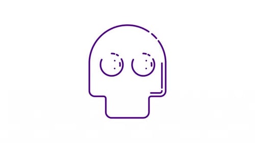 Minimalist Skull Outline Animation with Bitcoin Eyes