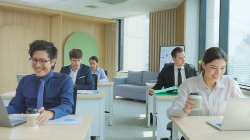 Group of multi-Ethnic businessman and businesswoman working in office.